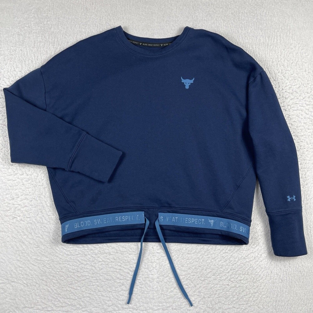 Under Armour Sweatshirt Womens Large Loose Blue‎ BSR Project Rock Gym Training